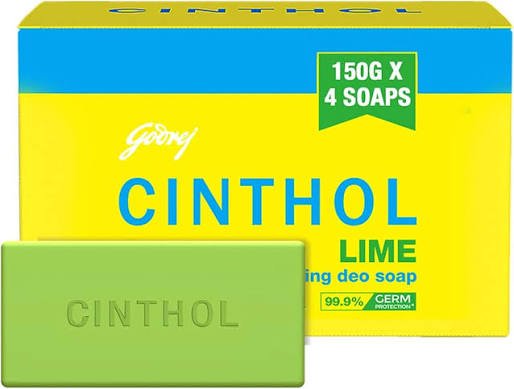 Cinthol Lime Bath Soap (150g x 4)