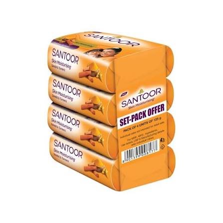 Buy Santoor Skin Moisturizing Sandal & Turmeric Soap (100g x 4) Fresh Online at ZipLance